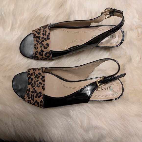 Ellen Tracy Patent Sling Back Wedge Heel Sandal - Picture 2 of 6